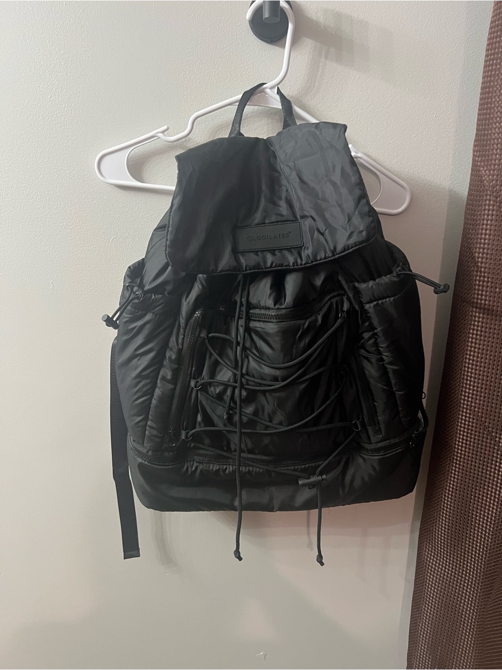 BLOGLATES Quilted Black Drawstring Backpack